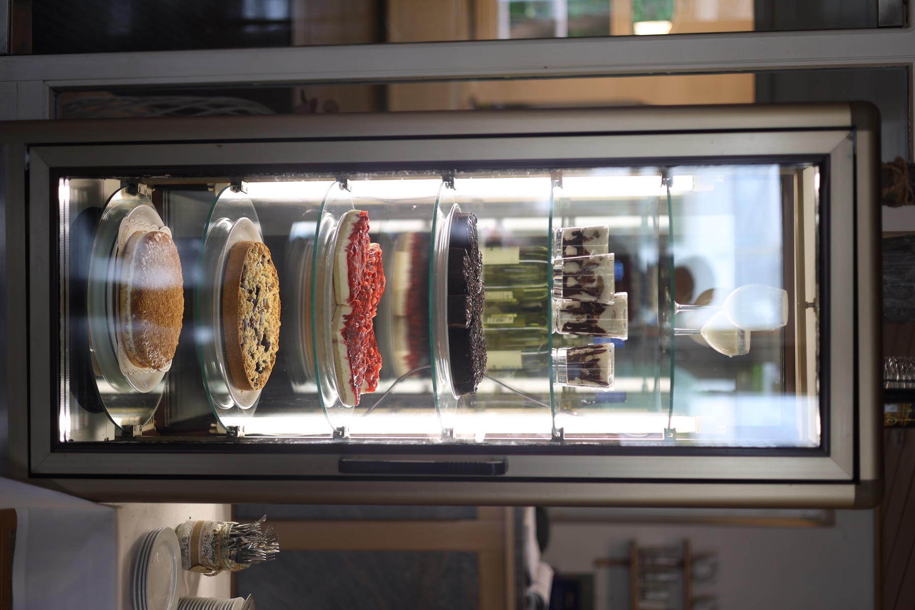 Desserts displayed in the Gondelfahrt restaurant